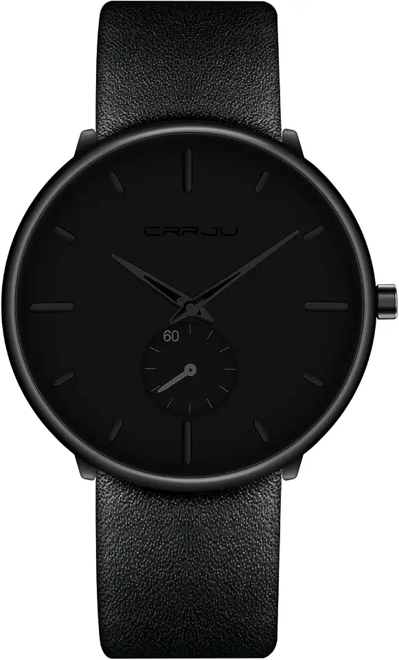 Mens Watches Ultra-Thin Minimalist Waterproof-Fashion Wrist Watch for Men Unisex Dress with Leather Band