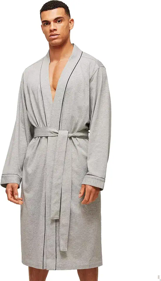 HOLOVE Men's Cotton Lightweight Robes Shower Spa Kimono Bathrobe