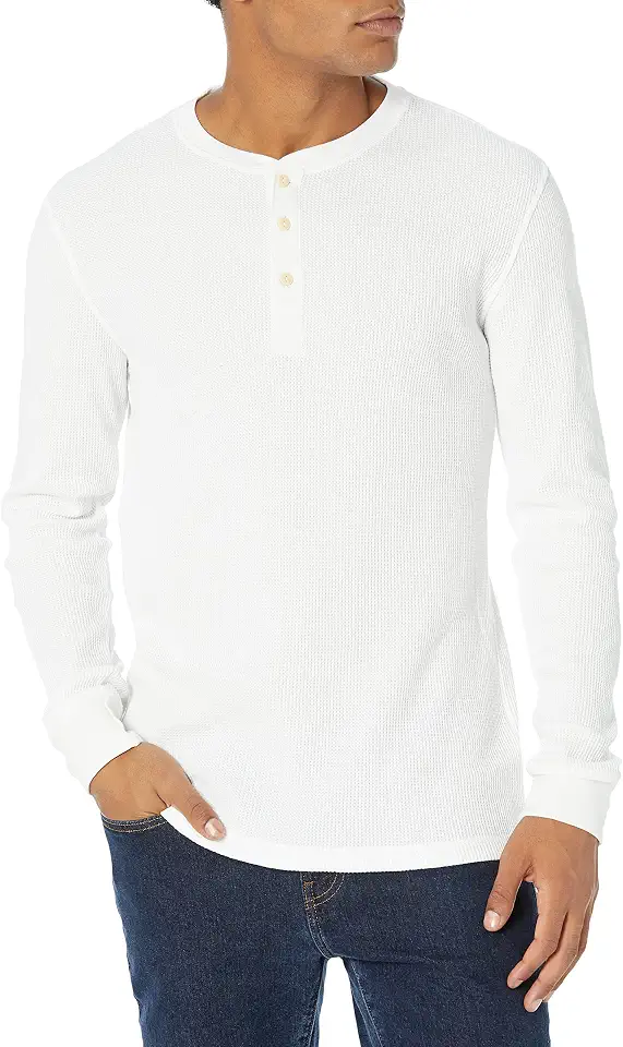 Men's Cream White Waffle Henley Shirt