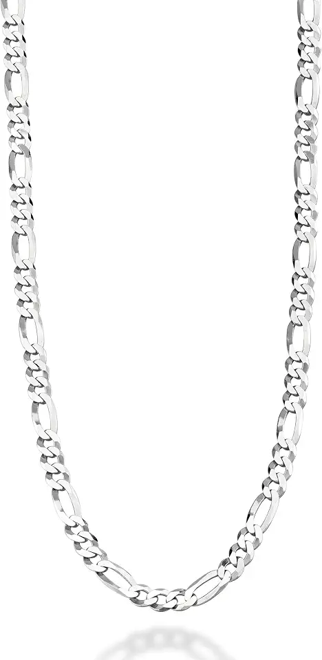Miabella Italian 925 Sterling Silver 5mm Figaro Chain Necklace Men Women