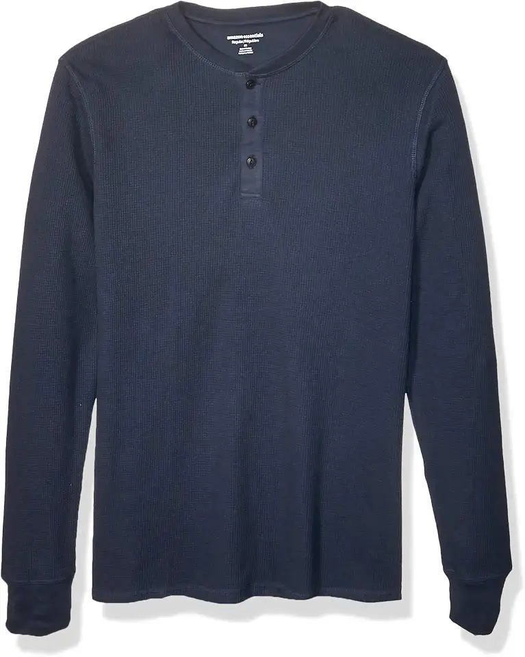 OEKO-TEX STANDARD 100 Amazon Essentials Men's Long Sleeve Waffle Henley Shirt