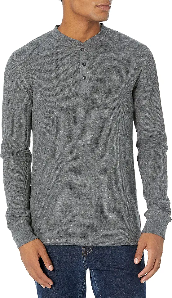 OEKO-TEX STANDARD 100 Amazon Essentials Men's Long Sleeve Waffle Henley Shirt