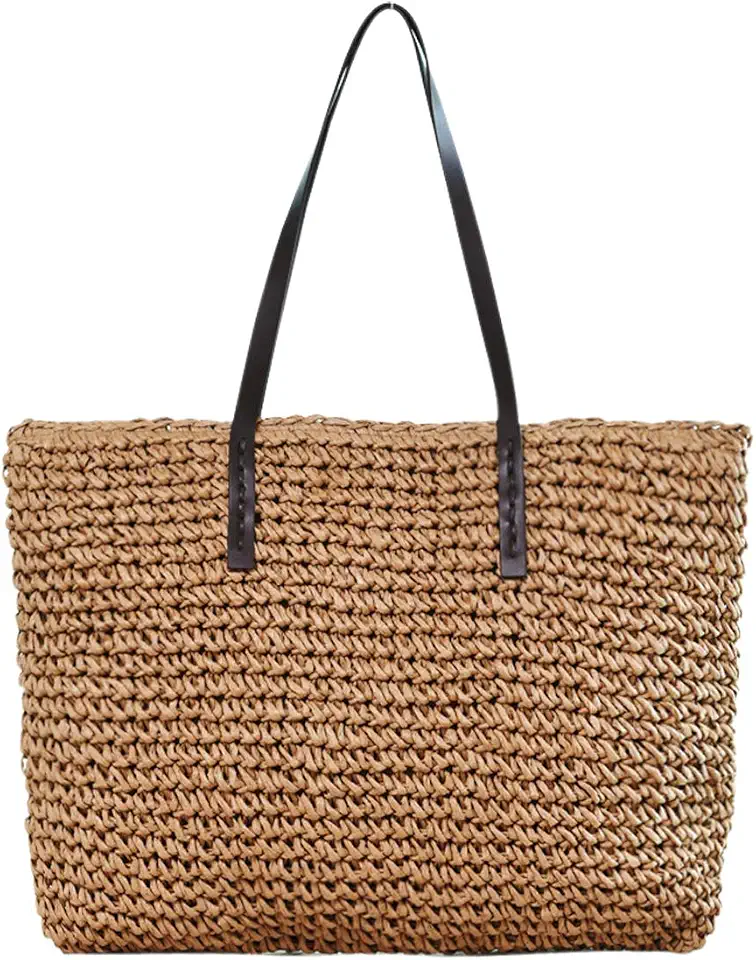 Ayliss Women Straw Woven Tote Large Beach Handmade Weaving Shoulder Bag Purse Straw Handbag