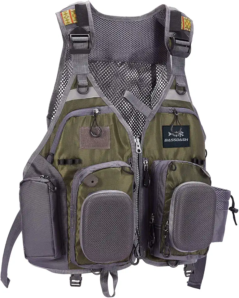 Global Recycled Standard BASSDASH Strap Fishing Vest Adjustable for Men and Women, for Fly Bass Fishing and Outdoor Activities