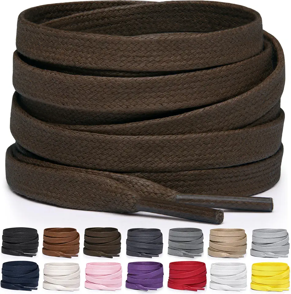Miscly Flat Waxed Cotton Shoe Laces for Boots, Sneakers, and Shoes – Multiple Lengths and Colors Available