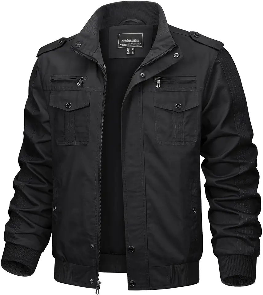 TACVASEN Men's Lightweight Military Cotton Jacket Casual Windbreaker Coat