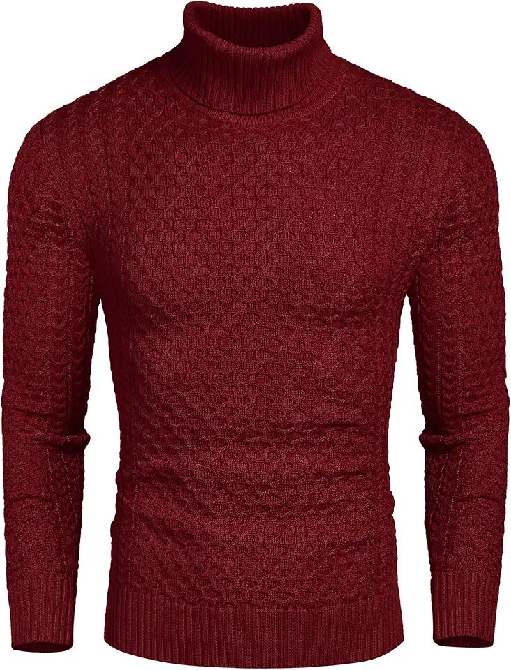 COOFANDY Men's Slim Fit Turtleneck Sweater Casual Knitted Pullover Sweaters