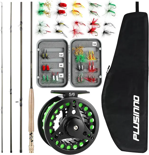 PLUSINNO Fly Fishing Rod and Reel Combo Kit, Fly Fishing Rod for Starters