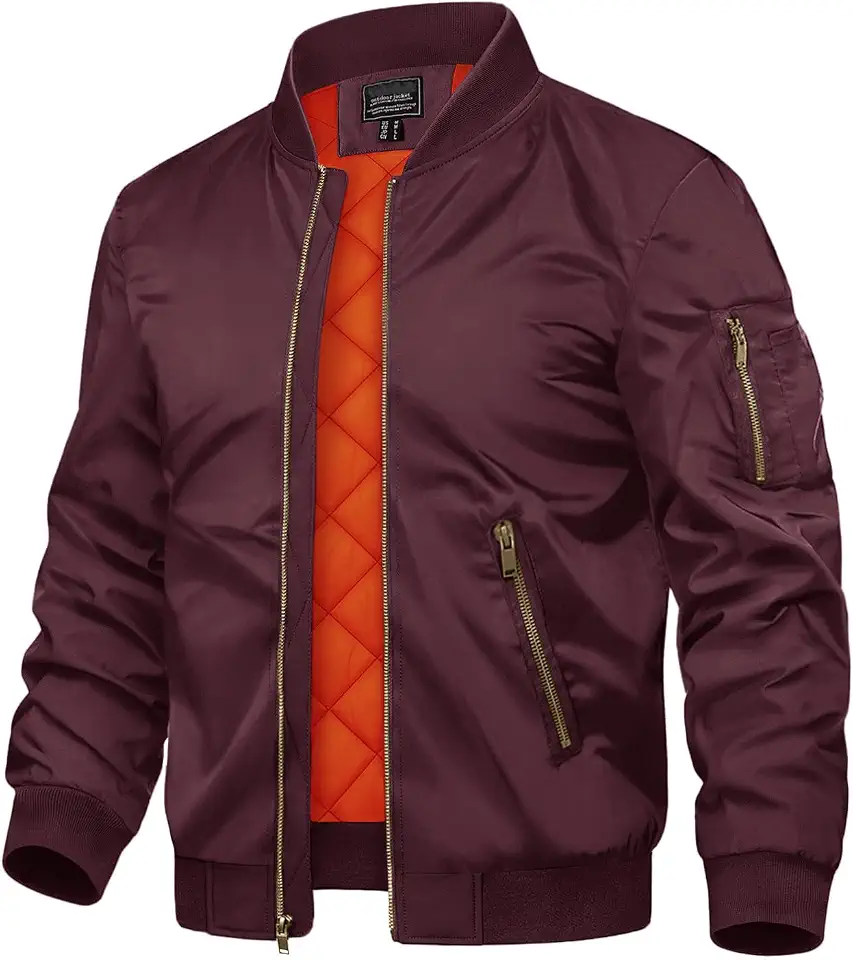 TACVASEN Men's Jackets-Bomber Jacket Fall Winter Warm Windbreaker Full Zip Casual Padded Coats