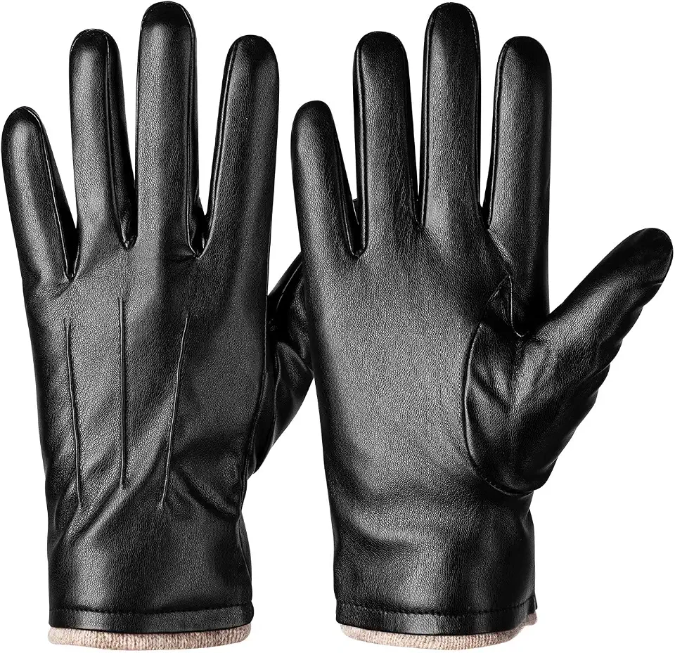 Men's Black Leather Driving Gloves