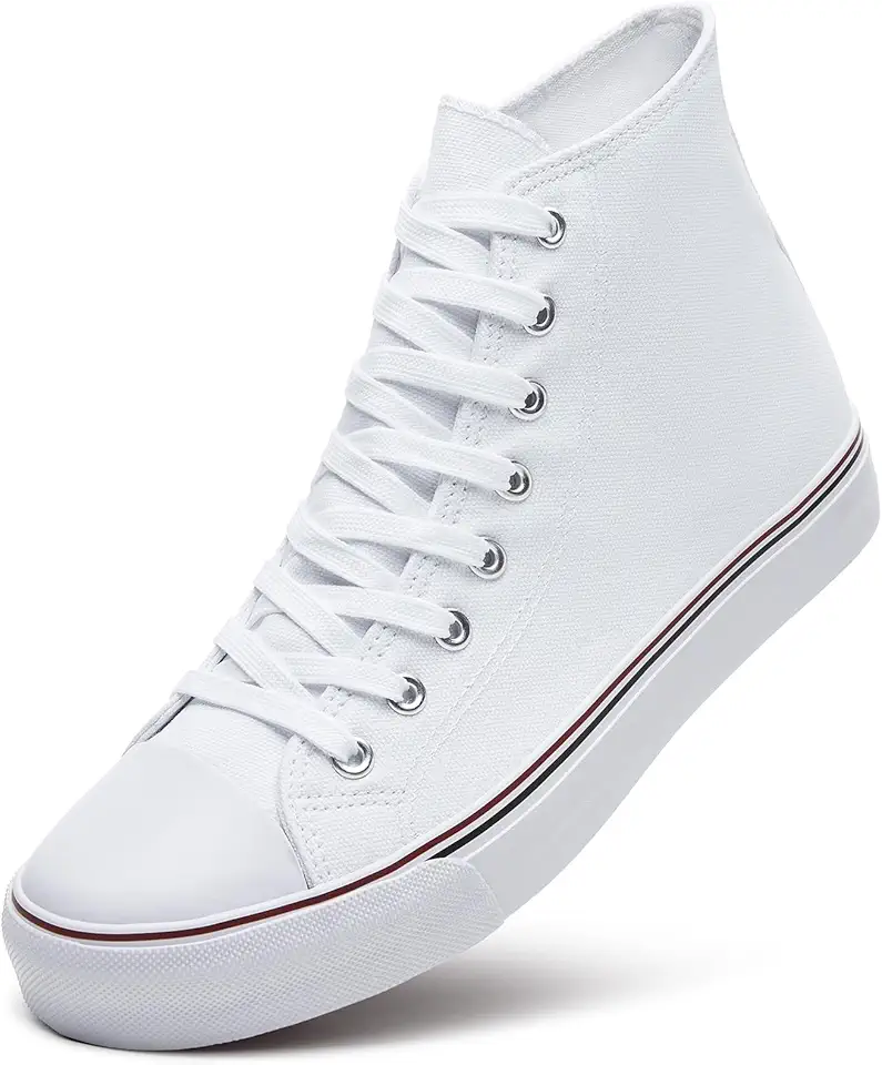 ZGR Men's High Top Canvas Sneakers Lace Up Classic Casual Walking Shoes | Breathable canvas upper,non-slip rubber outsole,high-top lace-up,classic casual style,for walking,tennis,travel,sports
