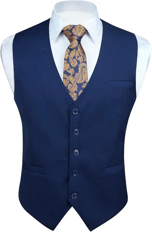 Enlision Men's Suit Vest Business Formal Dress Waistcoat Solid Color Vest for Suit or Tuxedo