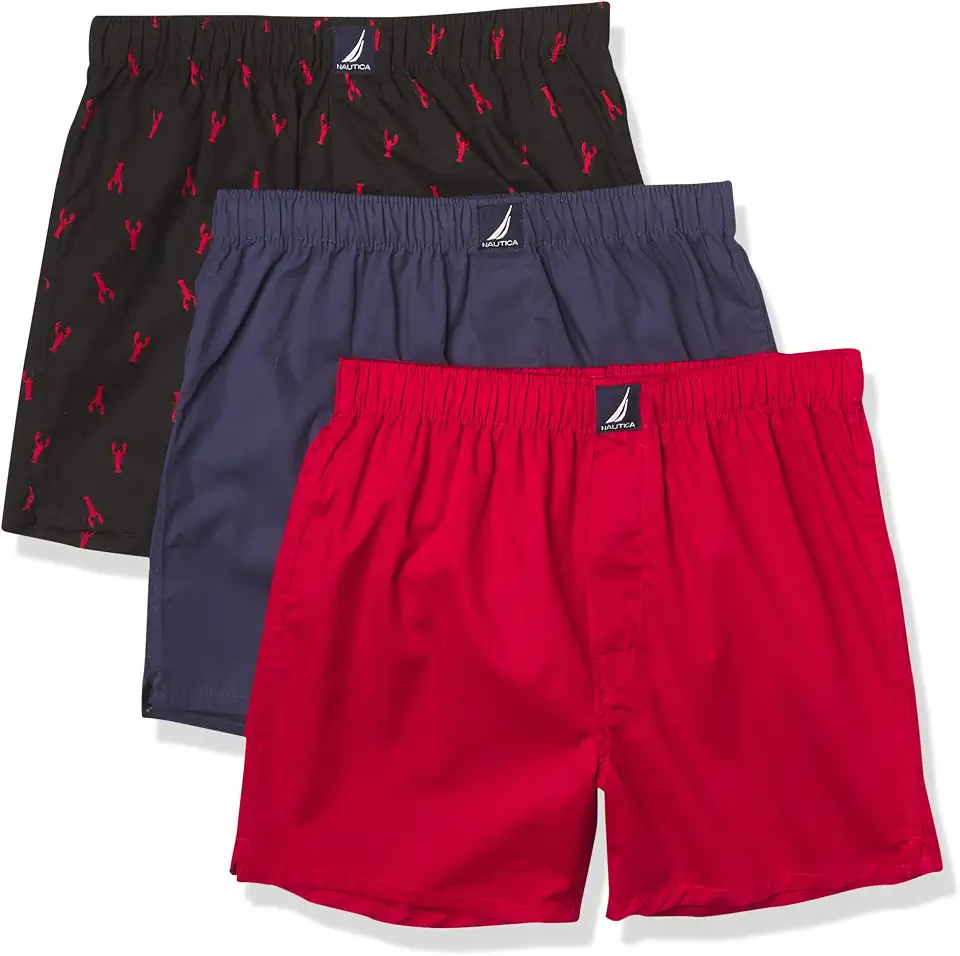 Nautica Men's Classic Cotton 3-Pack Woven Boxers