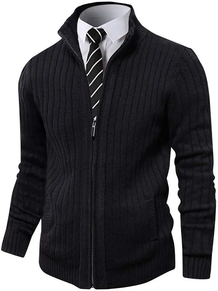 Pioneer Camp Men's Cardigan Sweaters Full Zip Up Slim Fit Stand Collar