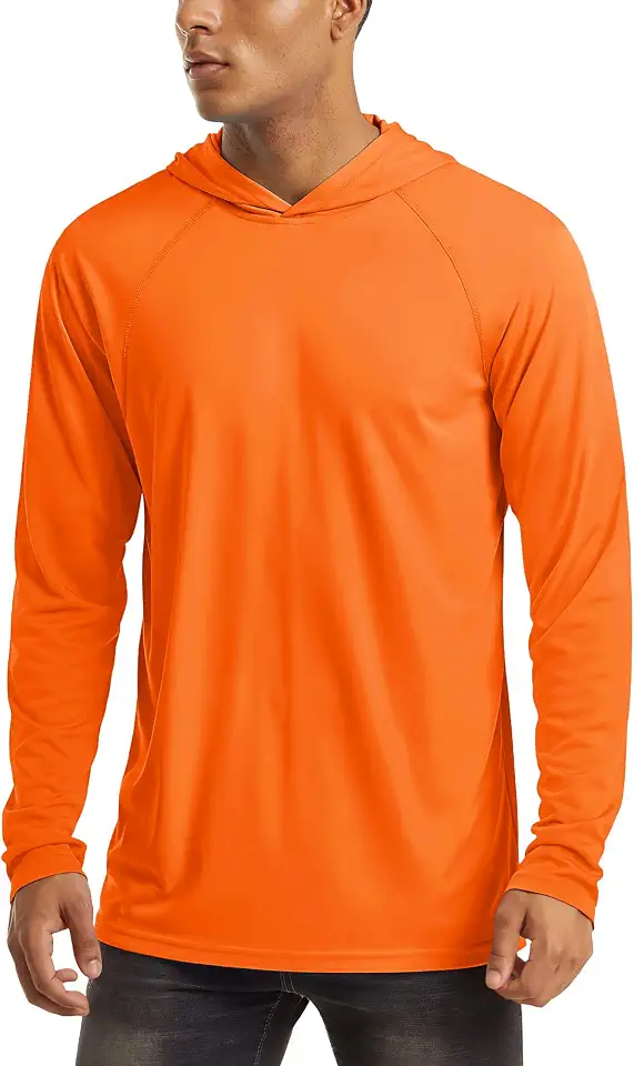MAGCOMSEN Men's Hooded UPF 50+ Sun Protection T Shirts Long Sleeve Athletic Fishing Shirts Rash Guards