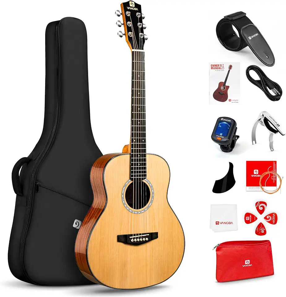Vangoa 3/4 Steel-String Acoustic Guitar, 36 Inch Acustica Guitarra Starter Bundle with Gig Bag Tuner Capo for Beginner Adult Teen, Natural