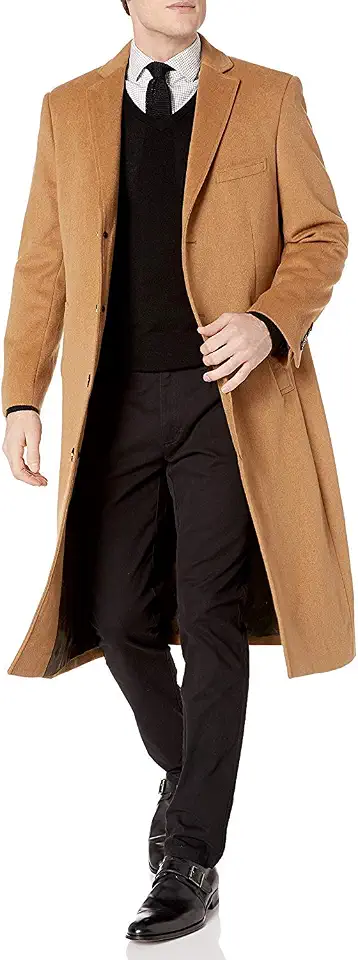 Adam Baker Men's Overcoat Single & Double Breasted Luxury Wool/Cashmere Full Length Topcoat