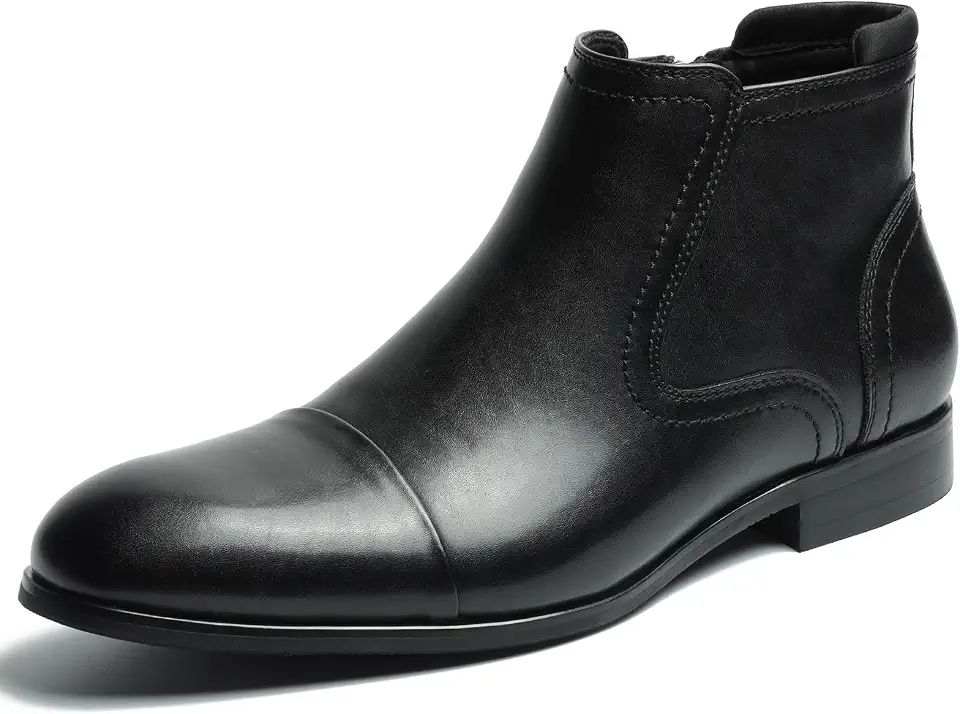 Chelsea Boots Men Dress Boots with Zipper Casual Men's Leather Chelsea Ankle Boots