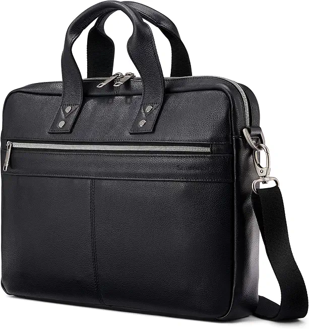 Samsonite Classic Leather Slim Brief, Black, One Size