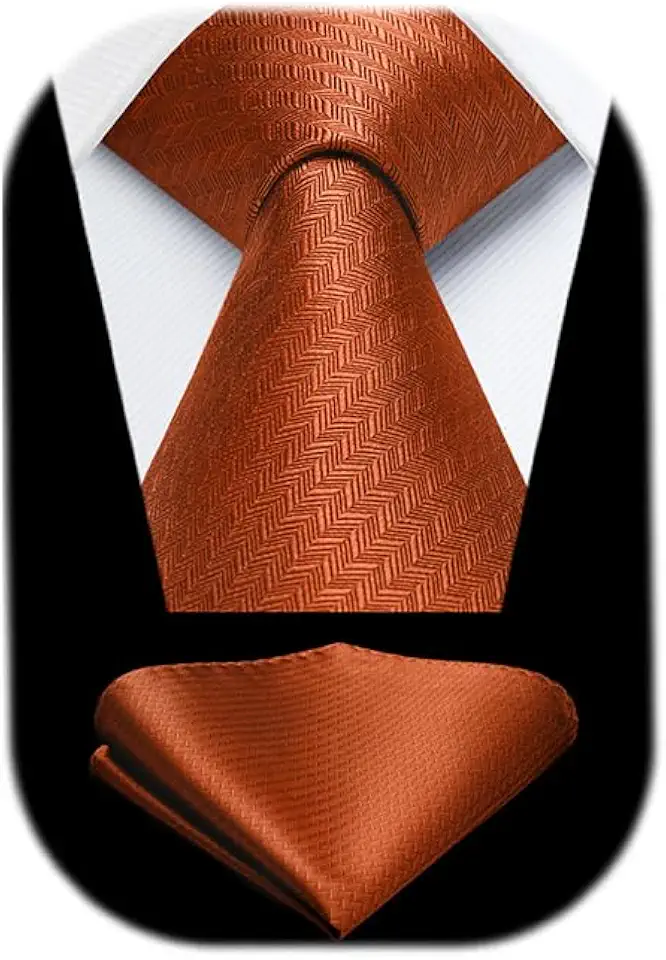 HISDERN Ties for Men Solid Houndstooth Neckties Handkerchief Formal Business Tie & Pocket Square Set Wedding Party