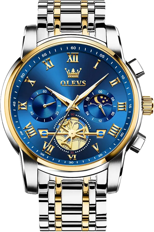 OLEVS Luxury Waterproof Big Face Stainless Steel Multifunction Mens Watches
