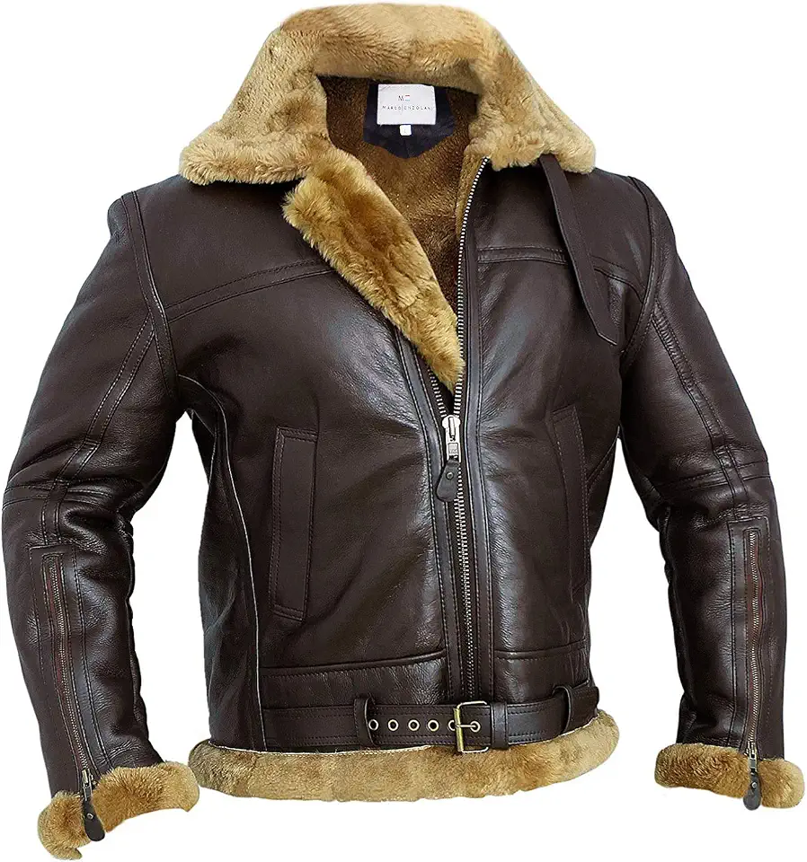 RAF Bomber Ginger Men B3 Bomber Jacket Aviator Real Shearling Bomber Sheepskin Leather Jacket