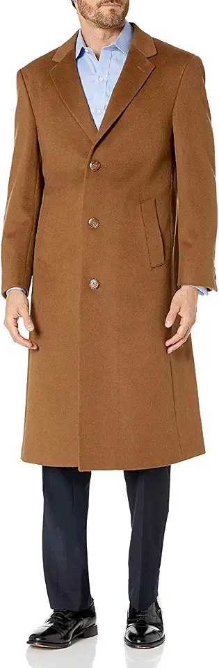 Men's Single Breasted Black Luxury Wool/Cashmere Full Length Topcoat