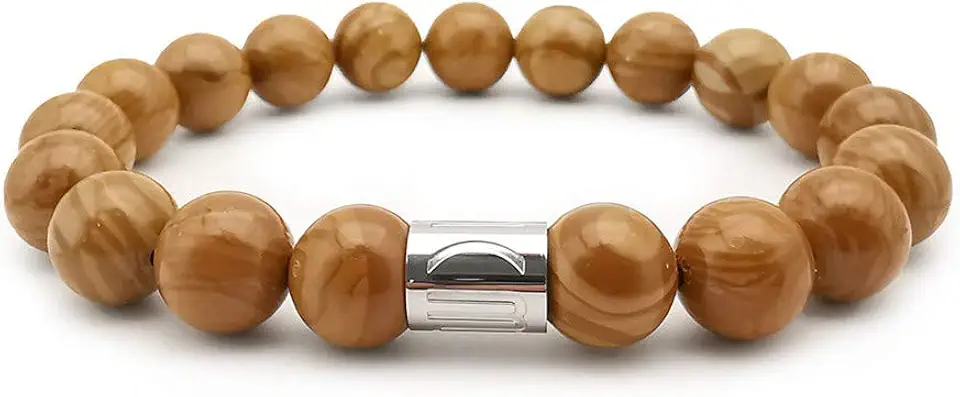 Morchic 10mm Natural Stone Mens Stretch Bracelet, Genuine Energy Semi Precious Gemstone Beads Classic Birthday Gift 8 Inch