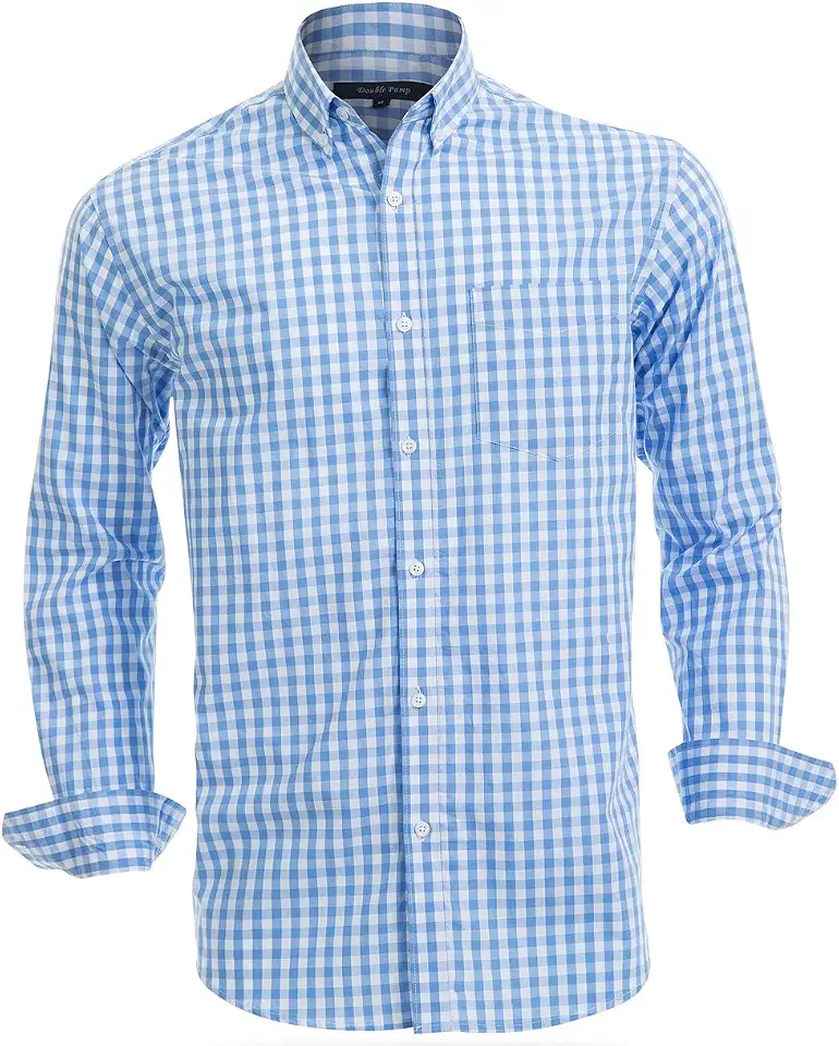 Double Pump Mens Button Down Shirts Cotton Long Sleeve Shirts Regular Fit