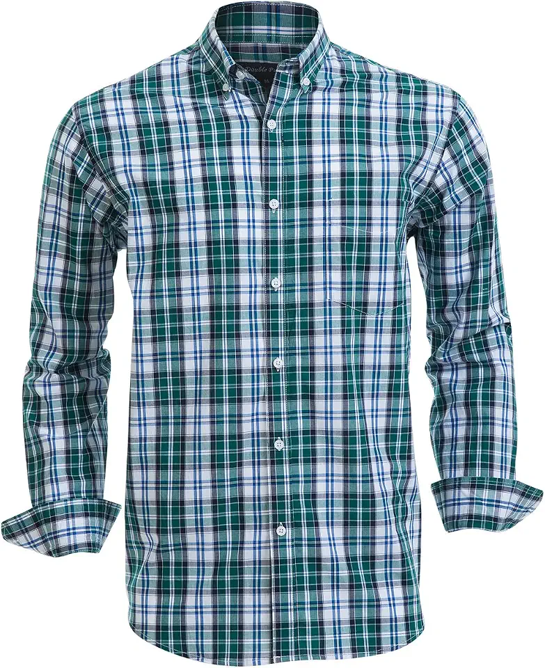 Double Pump Mens Button Down Shirts Cotton Long Sleeve Shirts Regular Fit