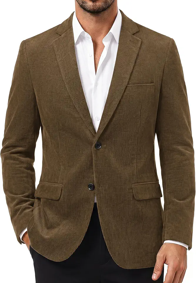 PJ PAUL JONES Mens Corduroy Blazer Slim Fit Casual Sports Coat Jacket