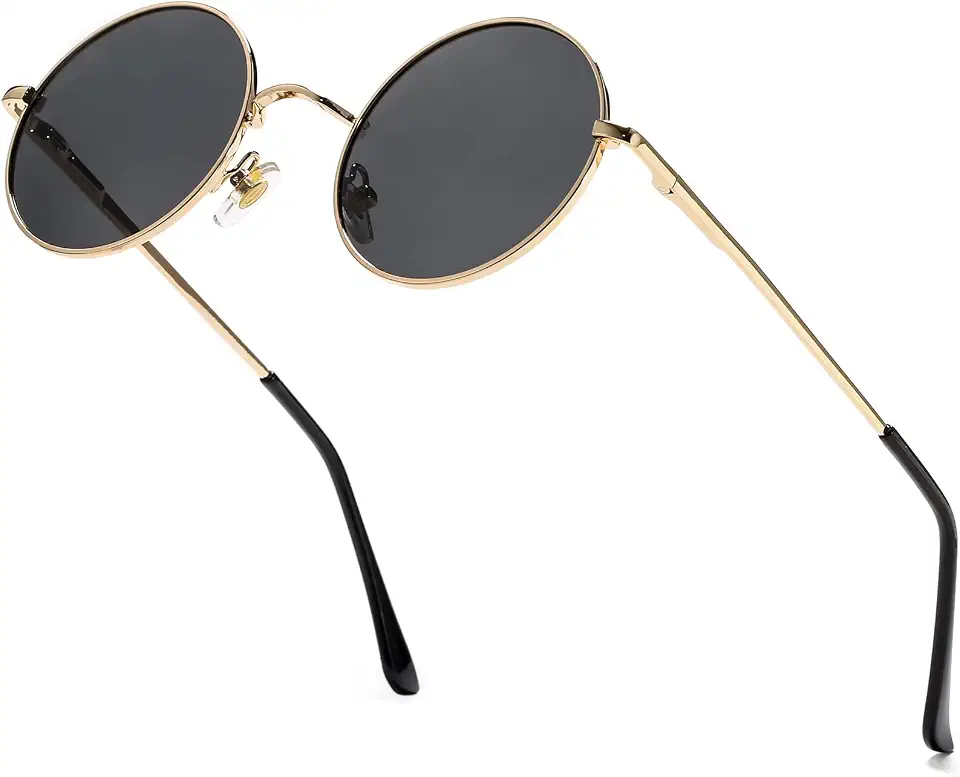 Men's Round Gold Frame Dark Sunglasses