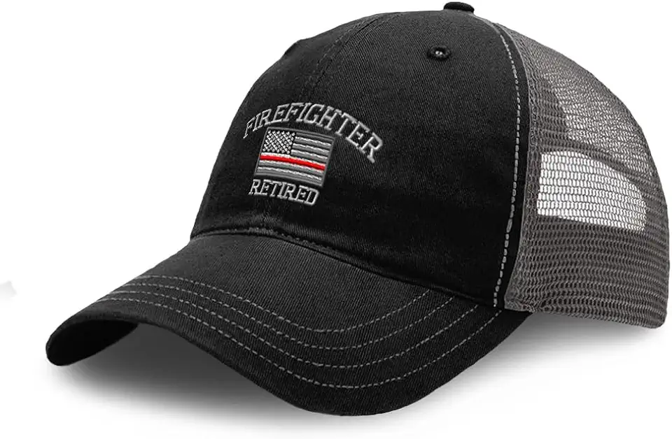 Richardson Soft Mesh Cap Hat Embroidered Firefighter Fireman Retired Embroidery Cotton