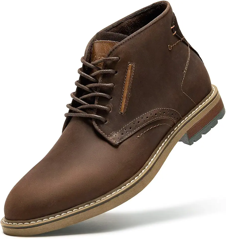 Arkbird Men's Chukka Boots, Leather Ankle Dress Boot Casual Oxfords Lace Up Work Shoes