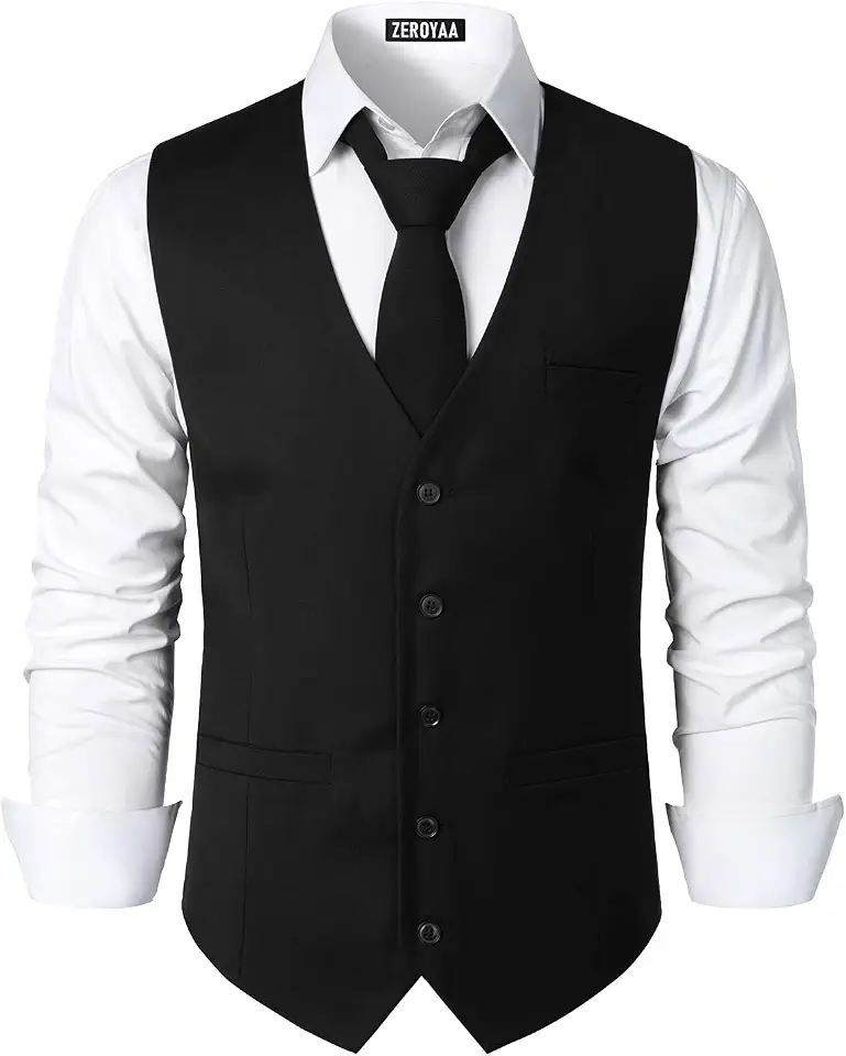 ZEROYAA Men's Urban Design Business Formal Dress Vest