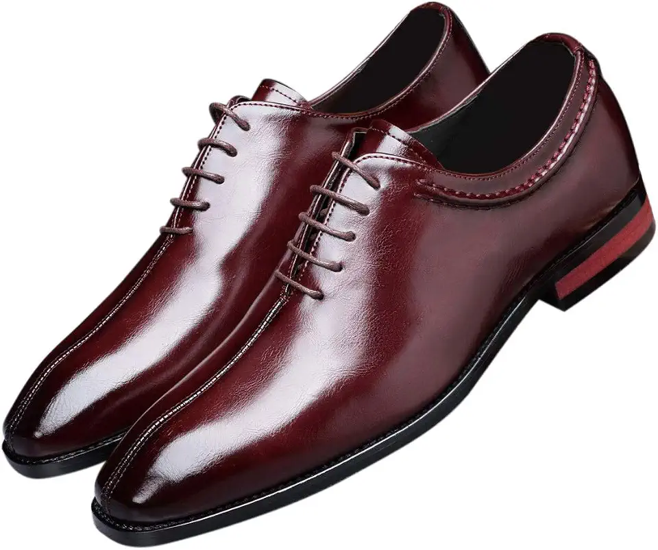 Men's Burgundy Leather Wholecut Oxford Dress Shoes
