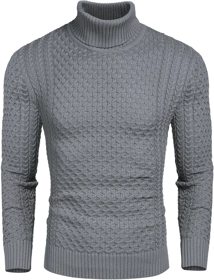 COOFANDY Men's Slim Fit Turtleneck Sweater Casual Cotton Knitted Pullover