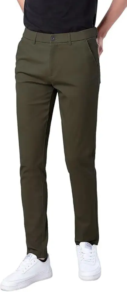 Men's Slim Fit Olive Dress Pants