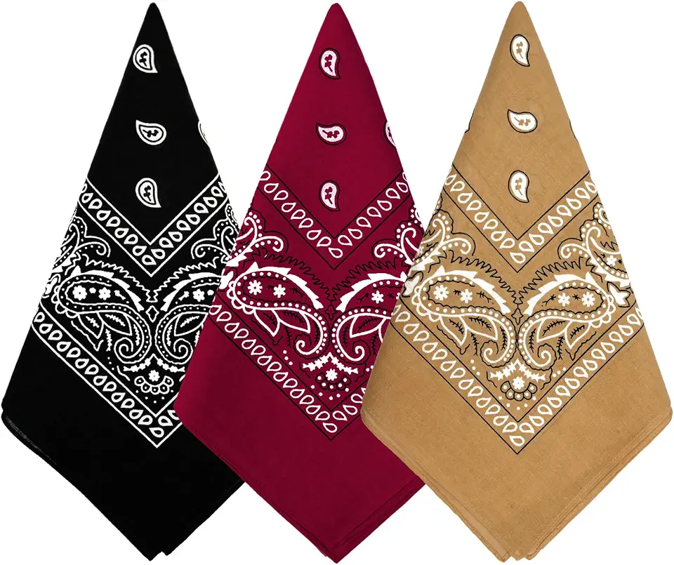 Bycc Bynn Large Soft Cotton Bandanas Pack for Men & Women 22 x 22 inches