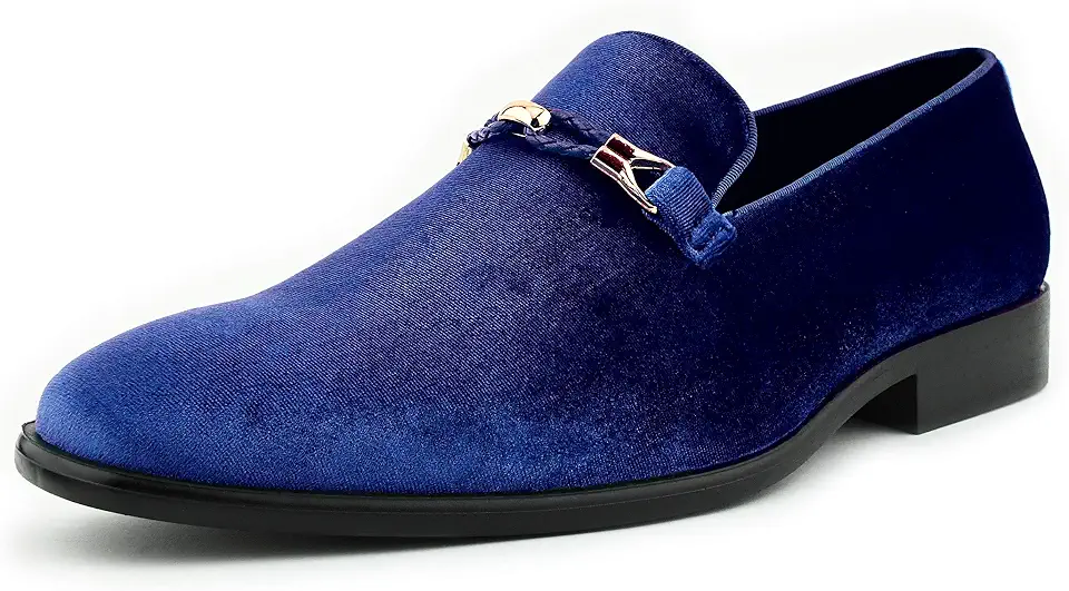 Amali Aller, Mens Casual Shoes - Loafers Men Slip on Shoes - Man Made Velvet Men's Slippers with Metal and Knitted Buckle - Mens Tuxedo Shoes