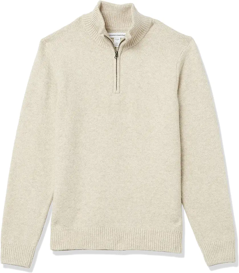 OEKO-TEX STANDARD 100 Amazon Essentials Men's Long-Sleeve Soft Touch Rib Quarter-Zip Sweater