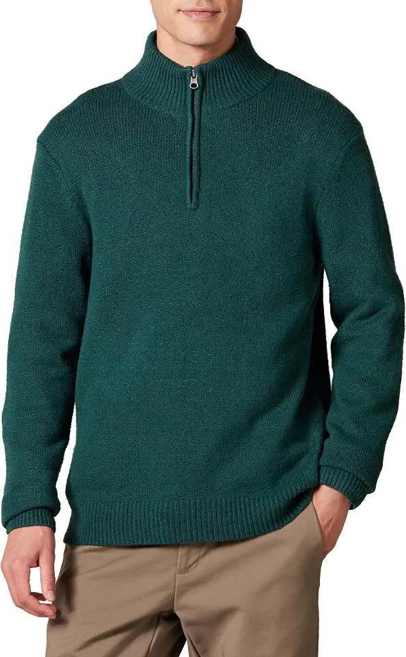 OEKO-TEX STANDARD 100 Amazon Essentials Men's Long-Sleeve Soft Touch Rib Quarter-Zip Sweater