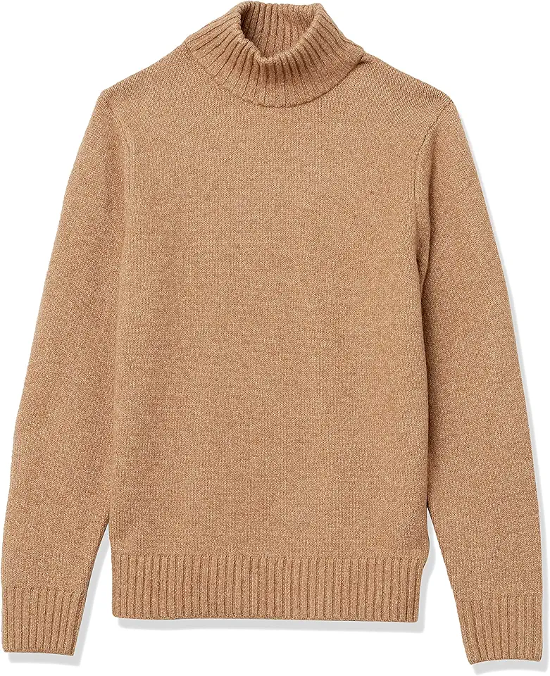 Men's Regular Fit Beige Long Sleeve Turtleneck Sweater
