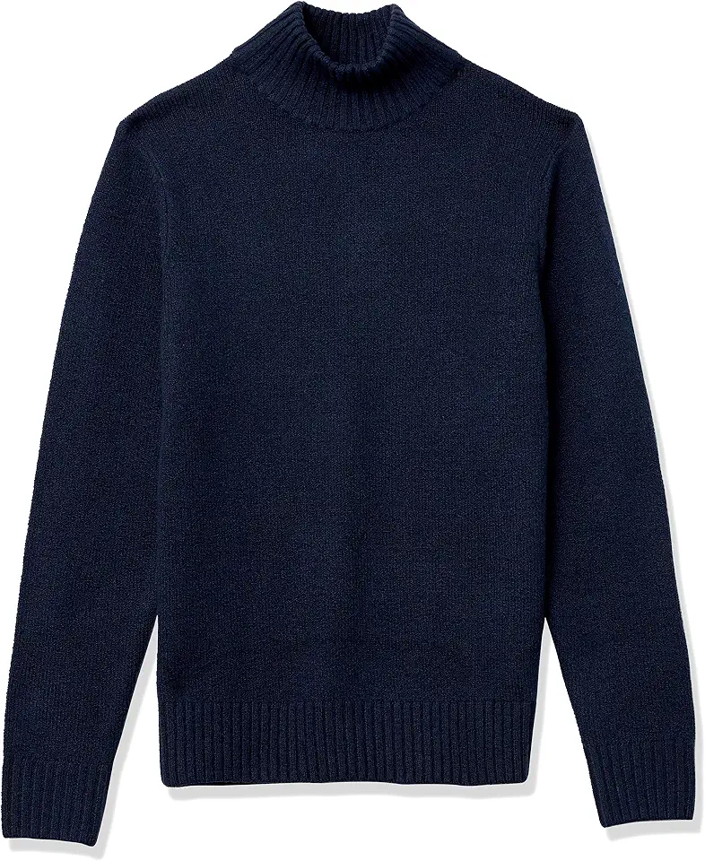 Men's Navy Blue Ribbed Knit Turtleneck Sweater