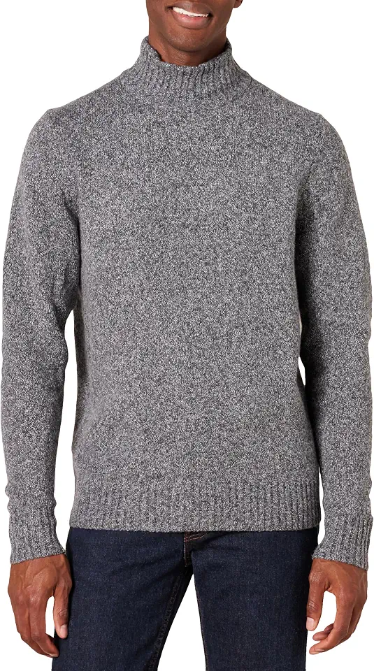 OEKO-TEX STANDARD 100 Amazon Essentials Men's Long-Sleeve Soft Touch Cotton Blend Turtleneck Sweater, Ribbed