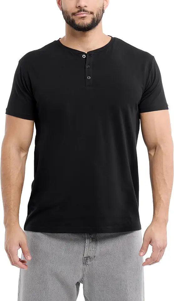 X RAY Men's Henley Lightweight Shirts, Soft Cotton Short Sleeve Stretchy Slim Fit T Shirts for Men (Big & Tall)