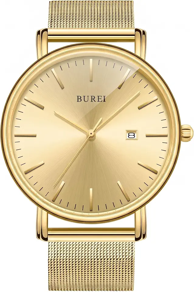 BUREI Men Wrist Watches Fashion Minimalist Thin Analog Quartz Waterproof Watches for Men, Refined Gifts for Men, Boyfriend, Husband, Dad