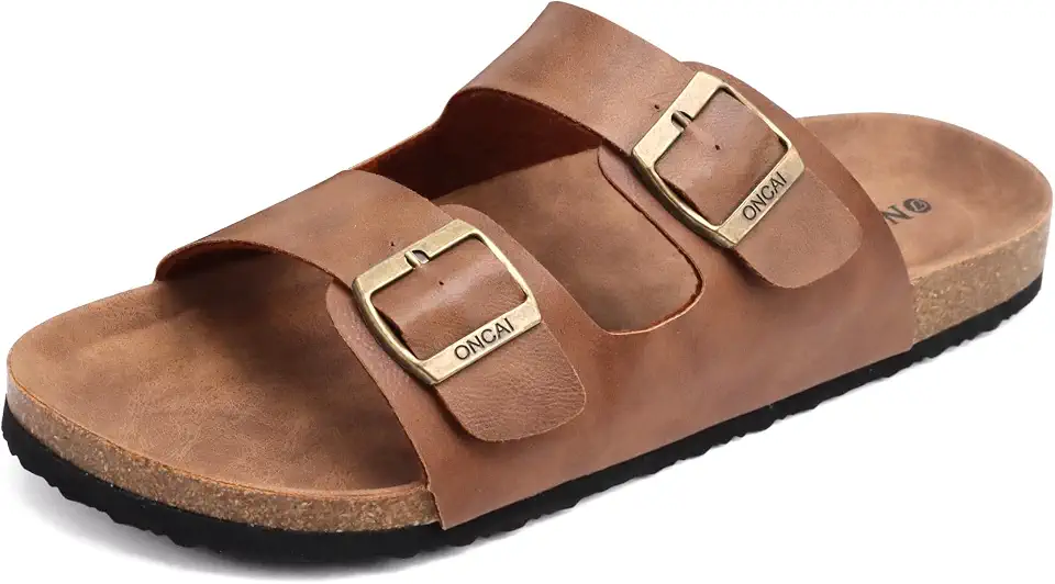 Men's Tan Suede Double Strap Sandals