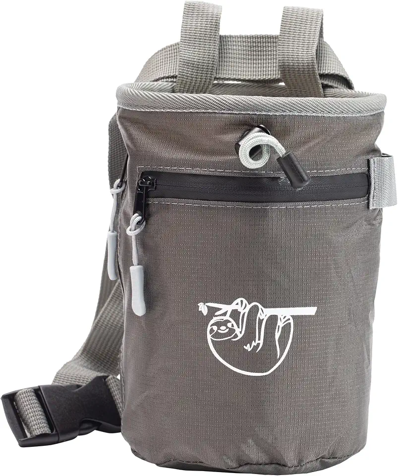 ClimeCo Certified Chalk Bag for Rock Climbing, Climbing Chalk Bag for Bouldering with 2 Large Zipper Storage Pockets, Premium Gym Chalk Bag for Weightlifting, Great Gift and Rock Climbing Gear