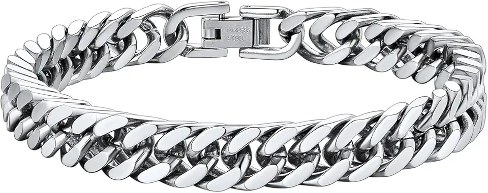 ChainsHouse Stainless Steel Cuban Link Bracelet, 6mm/8mm/12mm/17mm Width, 7.5"/8.3"/9", Black/ 18K Gold Plated Chain Wrist Bracelets for Men Women, Send Gift Box